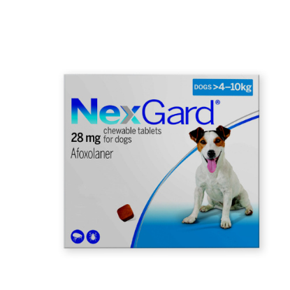 Picture of NEXGARD CHEWABLE TABLETS FOR DOGS 28MG (DOGS > 4-10 KG) 3S