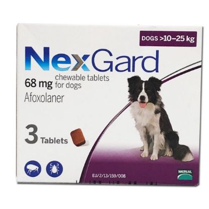 Picture of NEXGARD CHEWABLE TABLETS FOR DOGS 68MG (DOGS > 10-25 KG) 3S