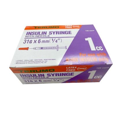 Picture of TERUMO INSULIN SYRINGE 1CC (31G X 6MM(4/1) ) 100S